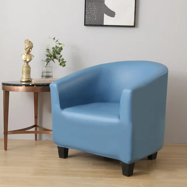 Housse de fauteuil effet cuir imperméable Agnès de couleur bleu ciel