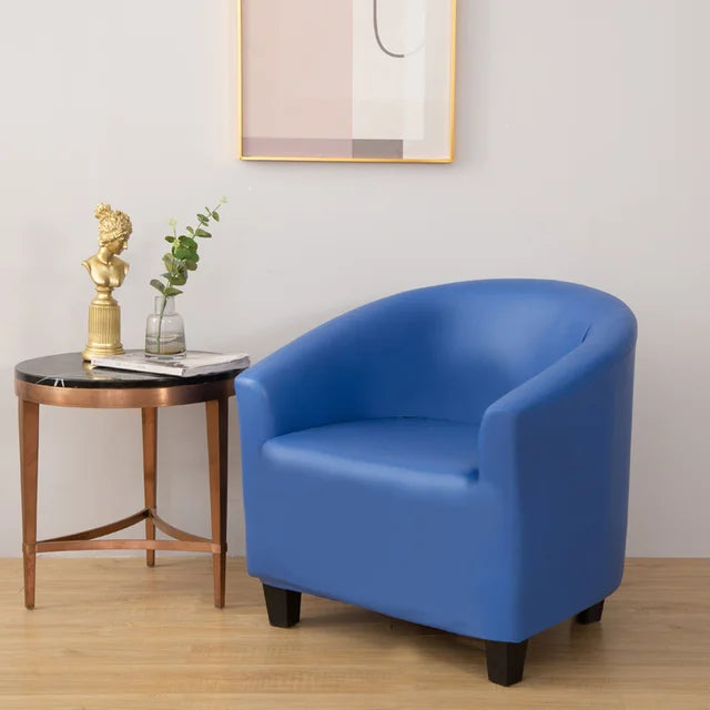 Housse de fauteuil effet cuir imperméable Agnès de couleur bleu