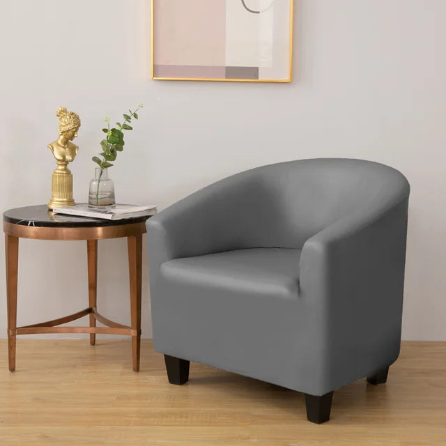 Housse de fauteuil effet cuir imperméable Agnès de couleur gris foncé