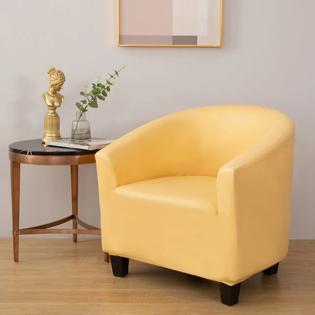 Housse de fauteuil effet cuir imperméable Agnès de couleur jaune