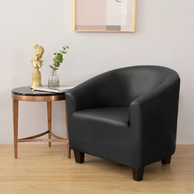 Housse de fauteuil effet cuir imperméable Agnès de couleur noir