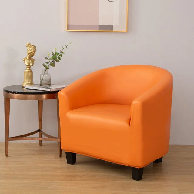 Housse de fauteuil effet cuir imperméable Agnès de couleur orange