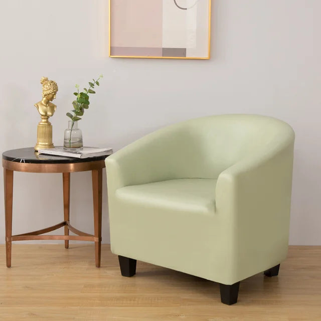 Housse de fauteuil effet cuir imperméable Agnès de couleur vert clair