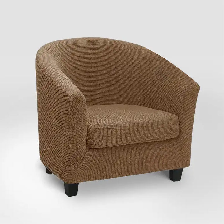 Housse de fauteuil en jacquard Fernanda de couleur café