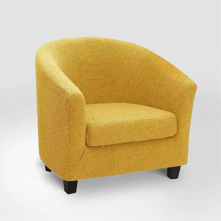 Housse de fauteuil en jacquard Fernanda de couleur jaune