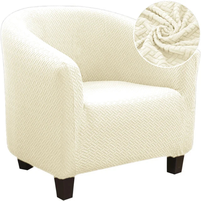 Housse de fauteuil en jacquard nervuré Roxane de couleur beige