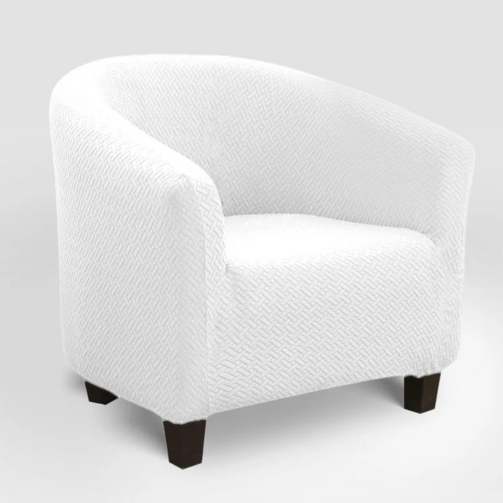 Housse de fauteuil en jacquard effet tressé Roxane de couleur blanc