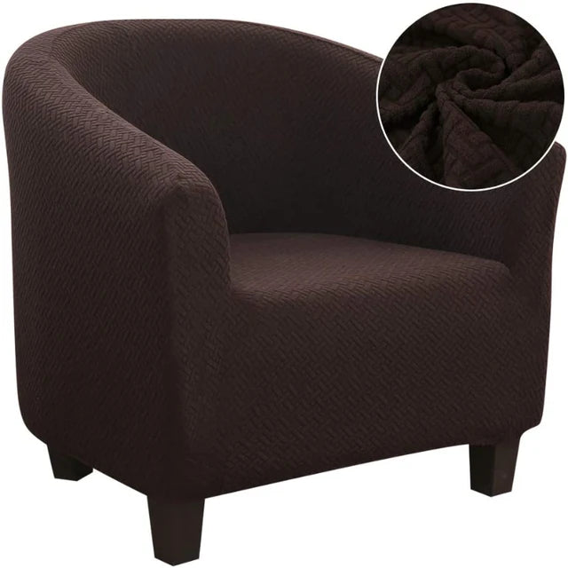 Housse de fauteuil en jacquard nervuré Roxane de couleur chocolat