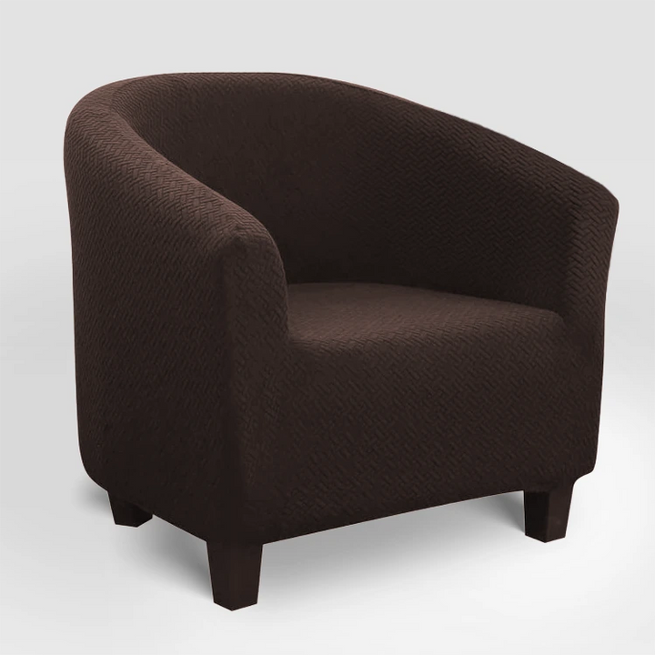 Housse de fauteuil en jacquard effet tressé Roxane de couleur marron