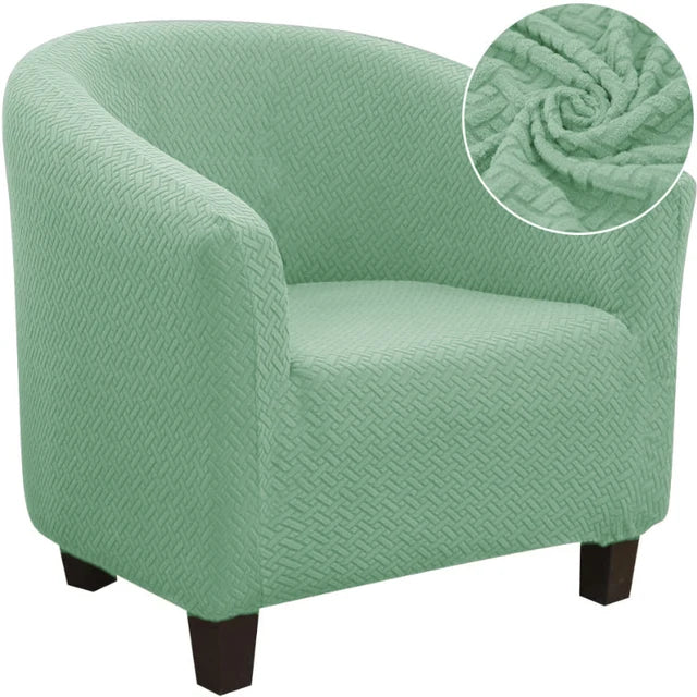 Housse de fauteuil en jacquard nervuré Roxane de couleur vert clair
