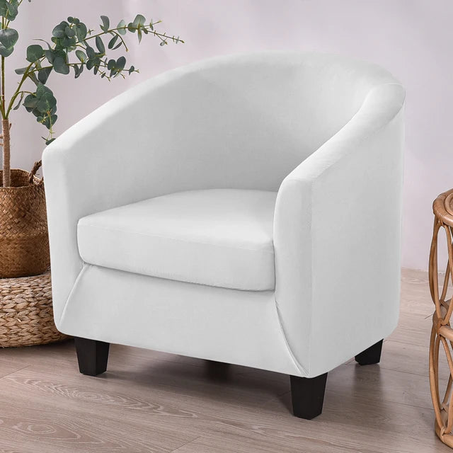 Housse de fauteuil en tissu lisse imperméable Clémence de couleur blanc