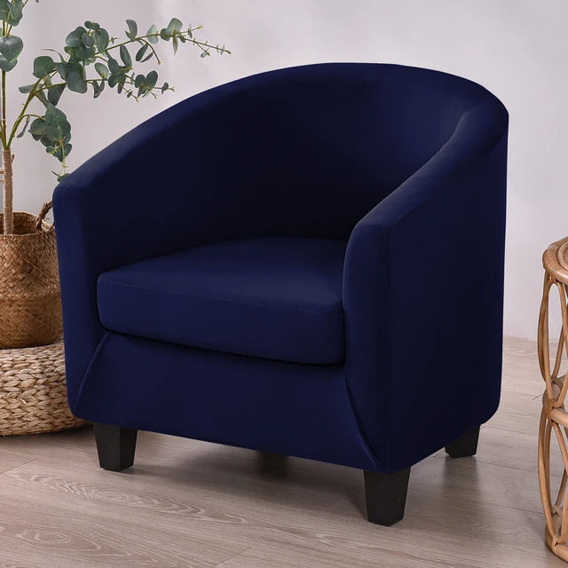 Housse de fauteuil en tissu lisse imperméable Clémence de couleur bleu marine