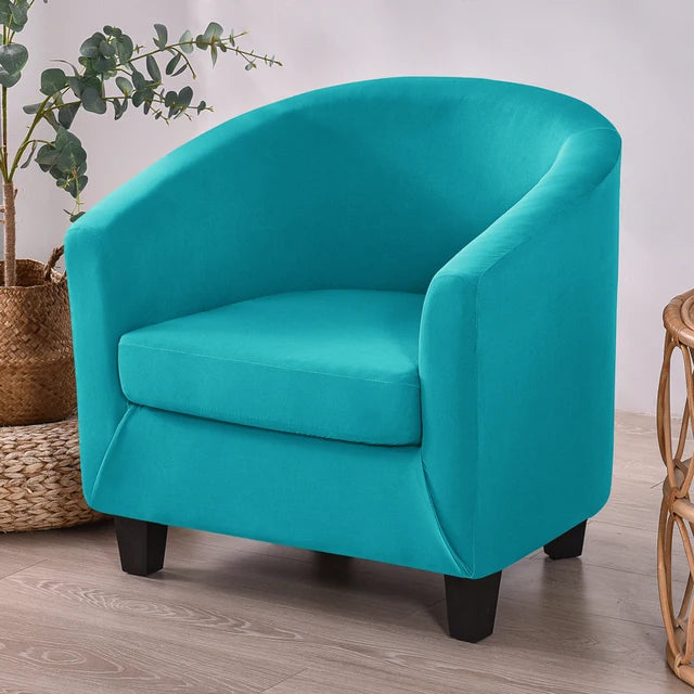 Housse de fauteuil en tissu lisse imperméable Clémence de couleur bleu turquoise