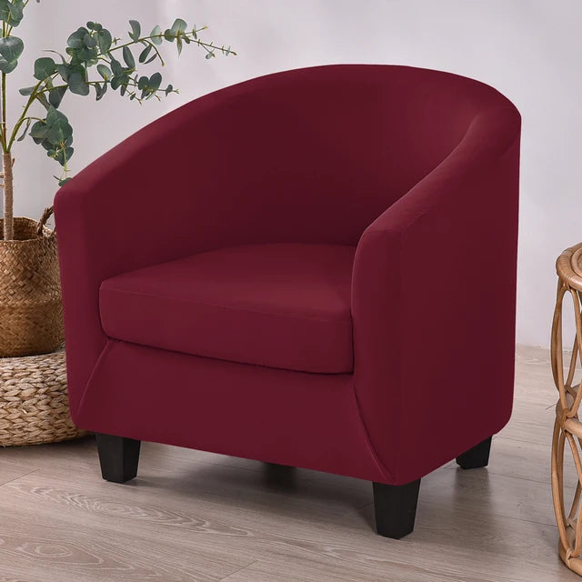 Housse de fauteuil en tissu lisse imperméable Clémence de couleur bordeaux