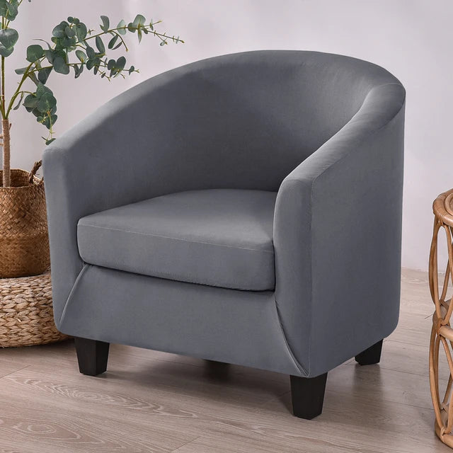 Housse de fauteuil en tissu lisse imperméable Clémence de couleur gris clair