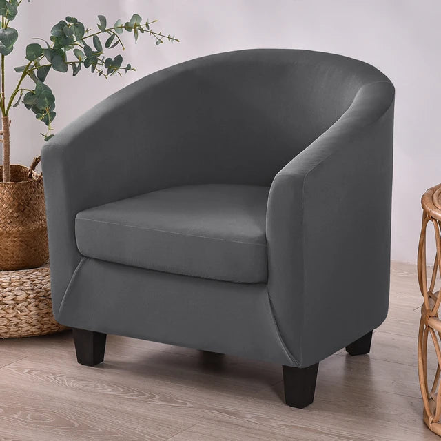 Housse de fauteuil en tissu lisse imperméable Clémence de couleur gris foncé