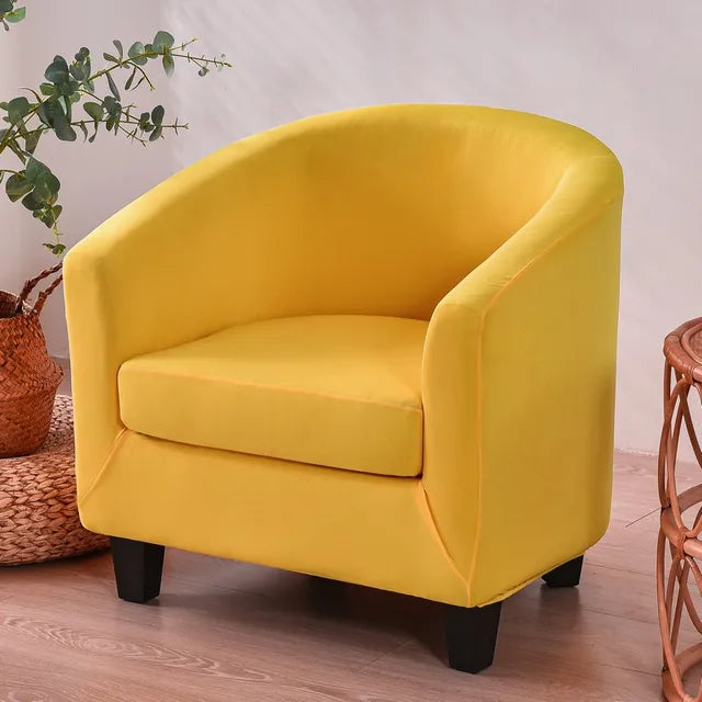 Housse de fauteuil en tissu lisse imperméable Clémence de couleur jaune