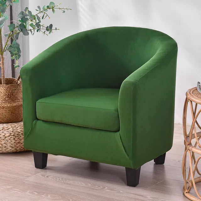 Housse de fauteuil en tissu lisse imperméable Clémence de couleur kaki