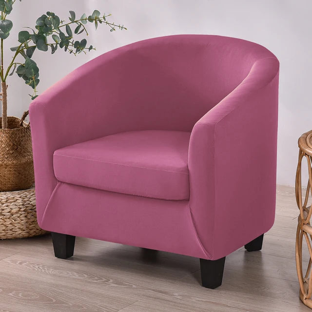 Housse de fauteuil en tissu lisse imperméable Clémence de couleur rose