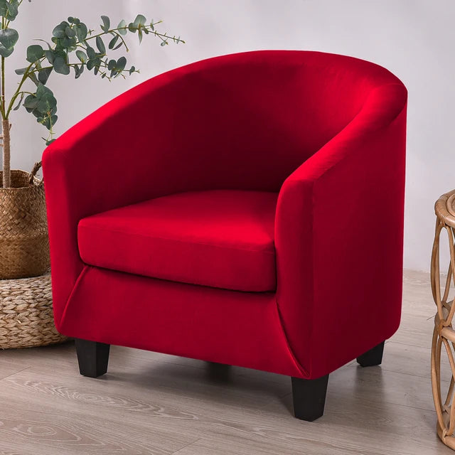 Housse de fauteuil en tissu lisse imperméable Clémence de couleur rouge