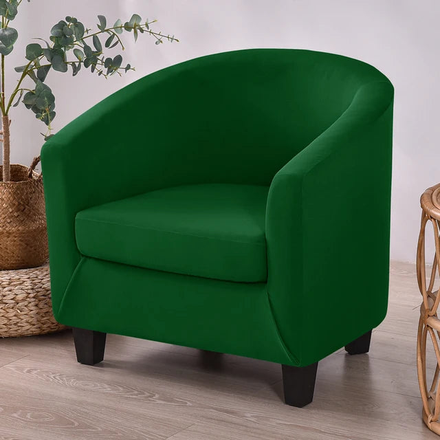 Housse de fauteuil en tissu lisse imperméable Clémence de couleur vert