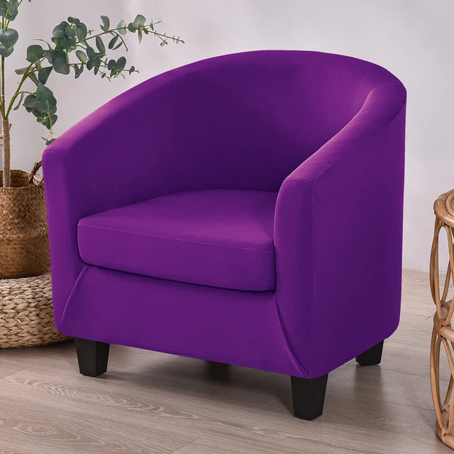 Housse de fauteuil en tissu lisse imperméable Clémence de couleur violet