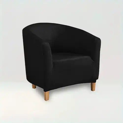 Housse de fauteuil en velours Louisa de couleur noir sur fond beige