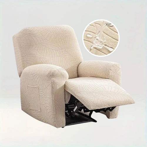 Housse de fauteuil inclinable en jacquard effet floral imperméable - Liliana de couleur beige sur fond beige