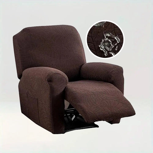 Housse de fauteuil inclinable en jacquard effet floral imperméable - Liliana de couleur café sur fond beige