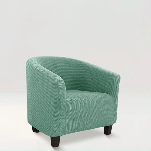 Housse de fauteuil en jacquard - Florine de couleur Vert sur fond beige