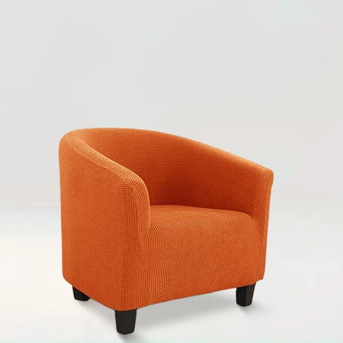 Housse de fauteuil en jacquard - Florine de couleur Orange sur fond beige