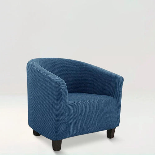 Housse de fauteuil en jacquard - Florine de couleur Bleu sur fond beige