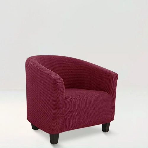 Housse de fauteuil en jacquard - Florine de couleur Bordeaux sur fond beige