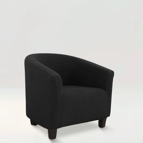 Housse de fauteuil en jacquard - Florine de couleur Noir sur fond beige