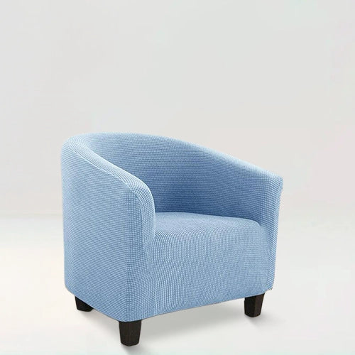 Housse de fauteuil en jacquard - Florine de couleur Bleu ciel sur fond beige