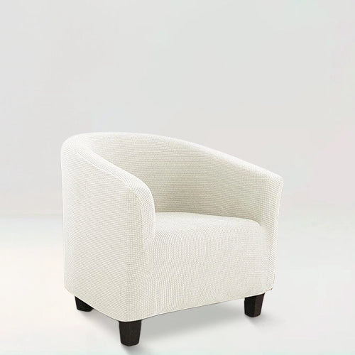 Housse de fauteuil en jacquard - Florine de couleur Blanc sur fond beige