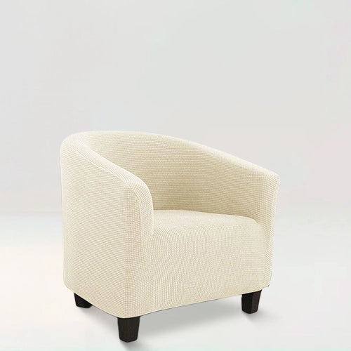 Housse de fauteuil en jacquard - Florine de couleur Crème sur fond beige