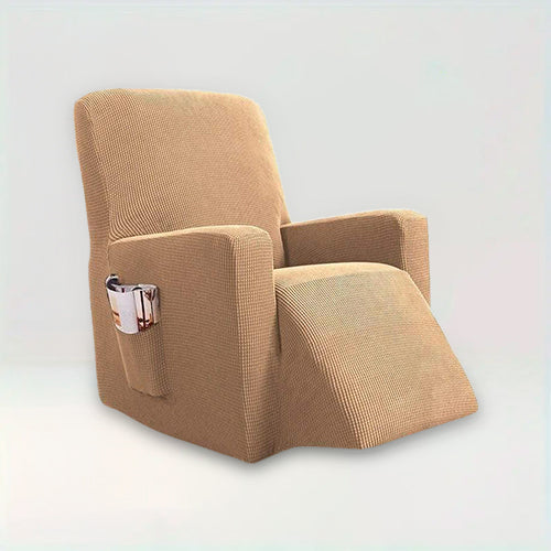 Housse de fauteuil relax inclinable en jacquard - Nancy de couleur beige sur fond beige