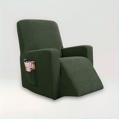 Housse de fauteuil relax inclinable en jacquard - Nancy de couleur vert sur fond beige