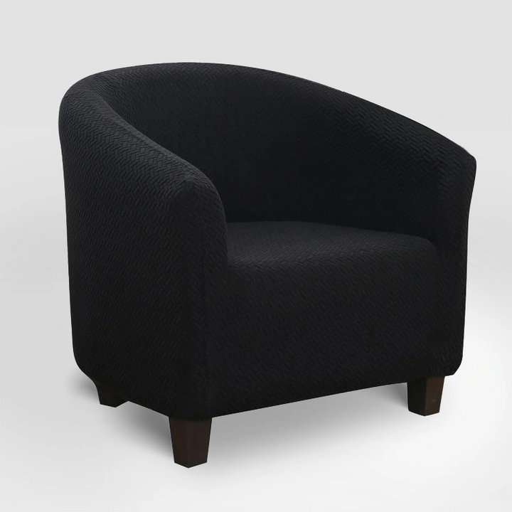 Housse de fauteuil en jacquard effet tressé Roxane de couleur noir