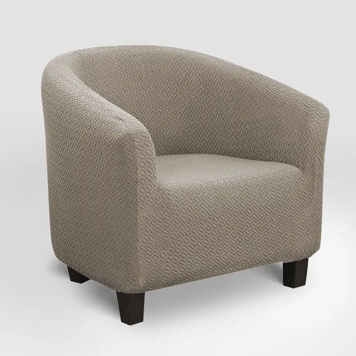 Housse de fauteuil en jacquard effet tressé Roxane de couleur taupe
