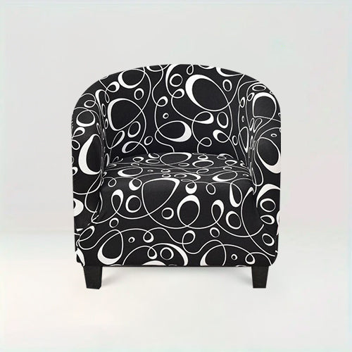 Housse de fauteuil style Boho - Maryse motif noir et blanc sur fond beige