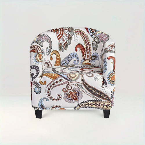 Housse de fauteuil style Boho - Maryse motif coloris sur fond beige