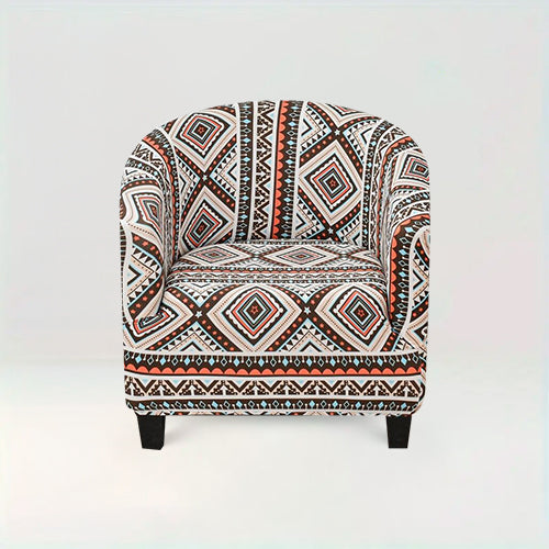 Housse de fauteuil style Boho - Maryse motif losange sur fond beige