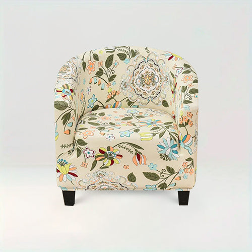 Housse de fauteuil style Boho - Maryse motif forêt sur fond beige