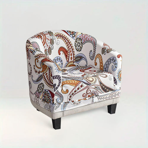 Housse de fauteuil style Boho - Maryse motif coloris sur fond beige