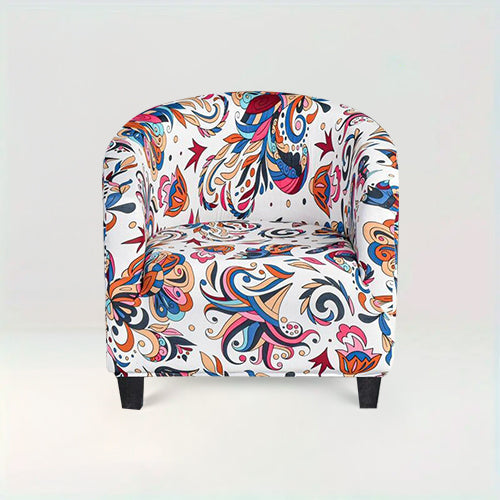 Housse de fauteuil style Boho - Maryse motif spiral sur fond beige