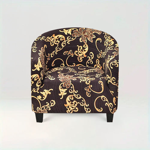 Housse de fauteuil style Boho - Maryse motif doré et noir sur fond beige