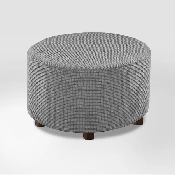Housse de tabouret rond en jacquard Chrissy de couleur gris foncé