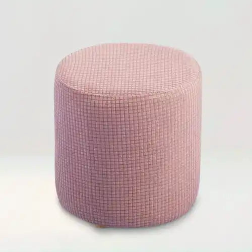 Housse de pouf en jacquard Coline de couleur rose sur fond beige